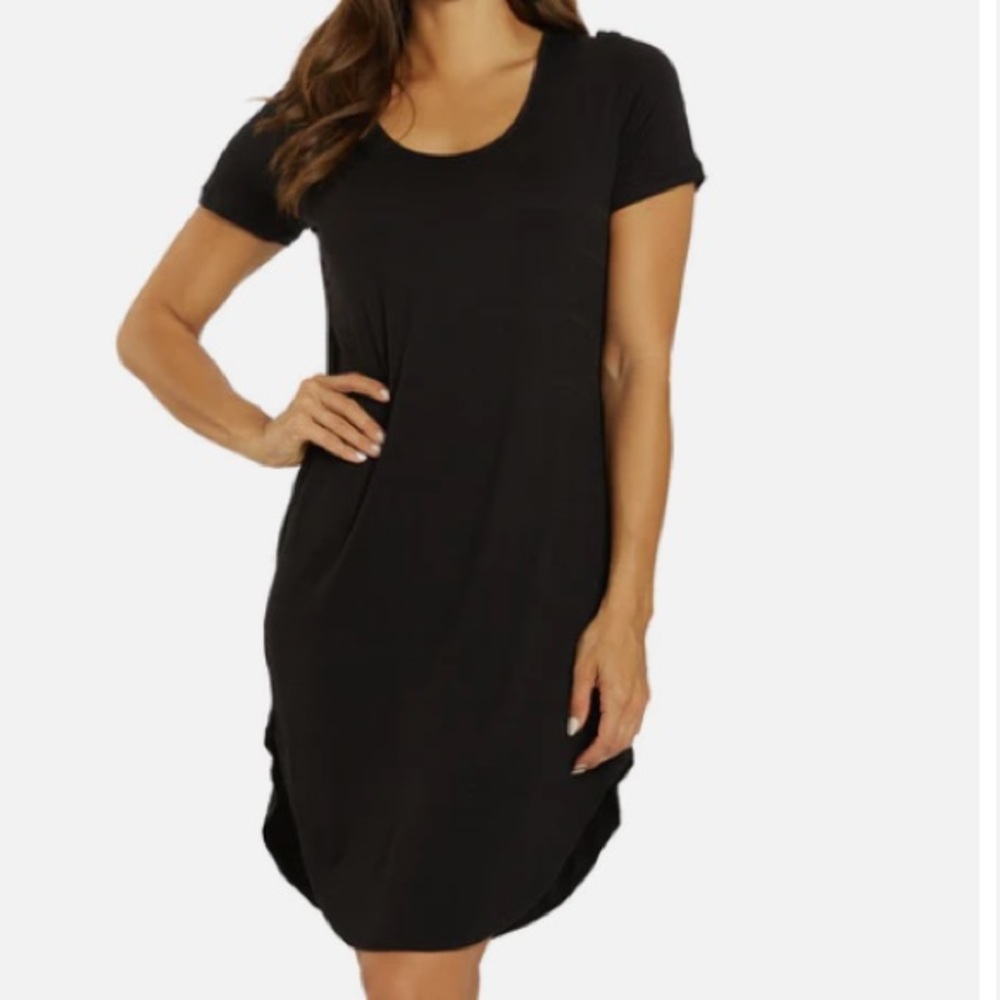LOVE J Black Stretch Jersey Knit T-Shirt Dress Large